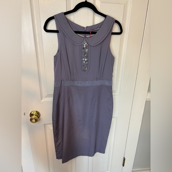 NWT Boden Limited Edition Silk Sheath Dress | Size 6 | Frosted Grey Lavender - Picture 2 of 12
